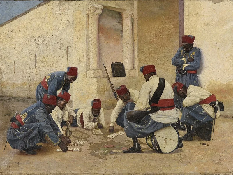 1863-Jules Charles Clement Taupin - Otto fucilieri che giocano